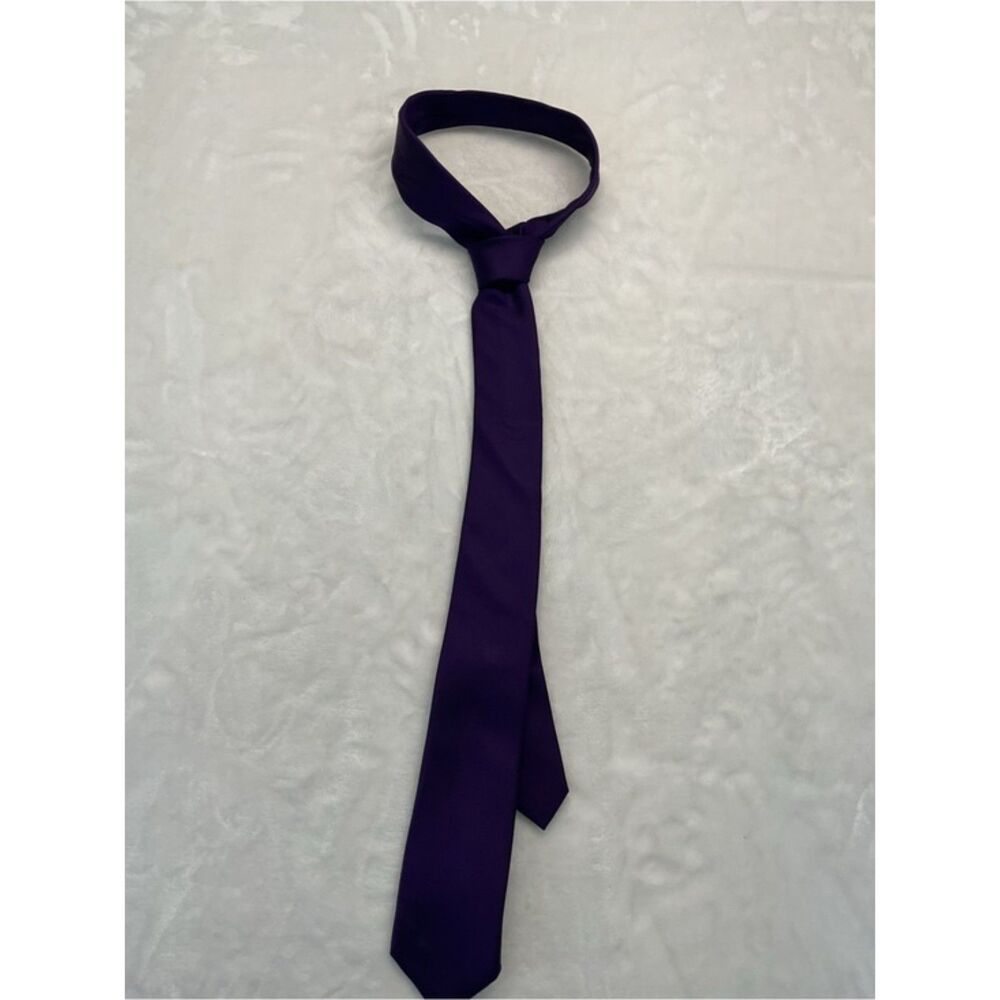 Express Skinny Tie Men Purple Solid Micro Texture Silk Blend Formal Great